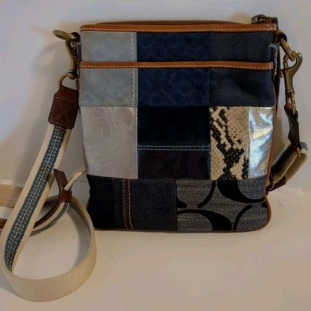 Coach Multicolor Blue Patchwork Style Crossbody Purse